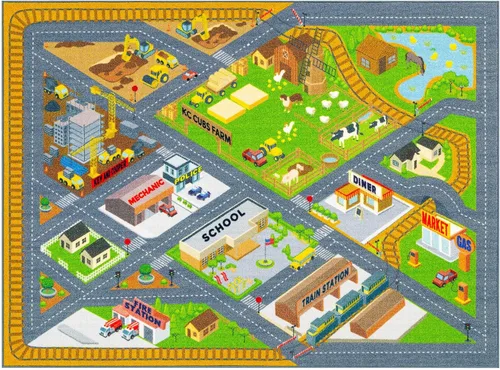 Miniatura 17 de KC Cubs 8x10 Mapa de Estados Unidos de EE. UU. Alfombra de Coches de Juguete para Carretera – Alfombra de Juego Educativa para Niños, Pequeñines