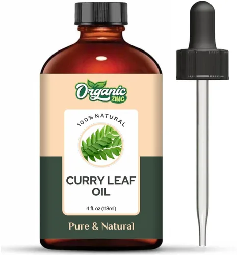 Organic Zing Aceite de hoja de curry de grado cosmético (4.0 fl oz / 3.99 fl oz) con cuentagotas – Aceite botánico para el cuidado de la piel,