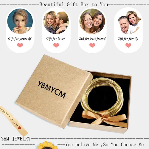 Miniatura 6 de YBMYCM - Juego de pulseras de silicona de gelatina con purpurina para mujer, rellenas con brillantina para niñas