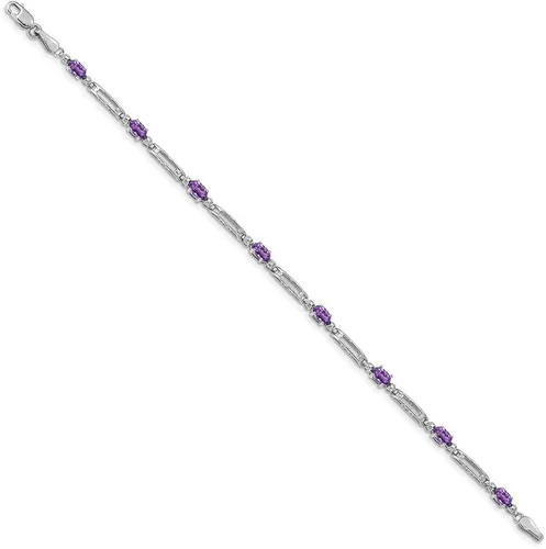 Miniatura 2 de FB Jewels - Pulsera de oro blanco de 14 quilates con diamantes y amatista