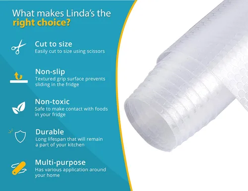 Miniatura 2 de Paquete de 1 rollo y 8 revestimientos transparentes para refrigerador, revestimientos para refrigerador para estantes de vidrio y protegen contra