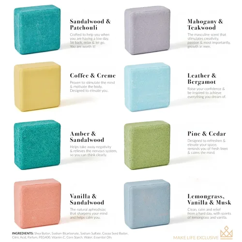 Miniatura 2 de Bombas de baño para hombres, forma de bloque, regalos para hombres, 8 bombas grandes de 5 onzas, productos 100% naturales y aceites esenciales