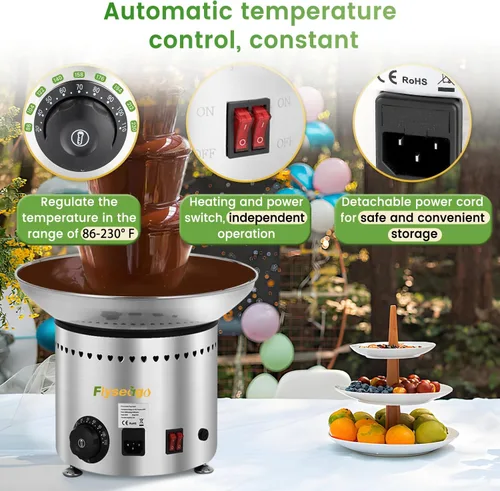 Miniatura 2 de Fuente de chocolate comercial de 5 niveles, 13.2 libras, fuente de queso de nacho, máquina de fuente de fondue caliente de acero inoxidable
