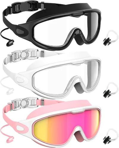 Miniatura 14 de NSSIW Swim Goggles,Anti-Fog UV 180°Clear View Swimming Goggles,3 Pack Goggles Swimming Adult Men Women Youth