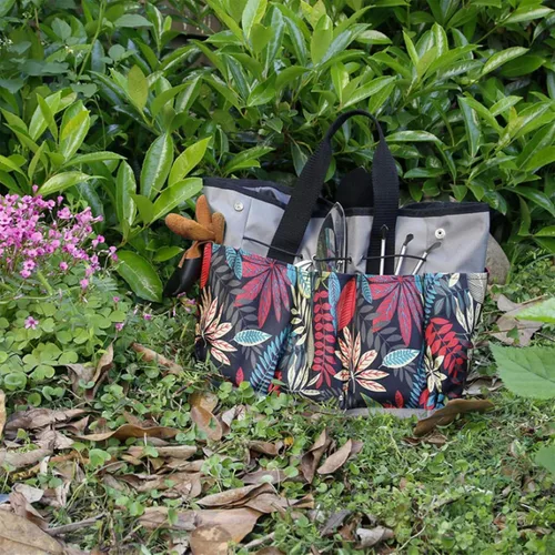 Miniatura 6 de Bolsa de herramientas de jardín, bolsa de jardinería de hoja de arce con 8 bolsillos, bolsa de lona para jardín para mujeres y hombres, bolsa de Flor