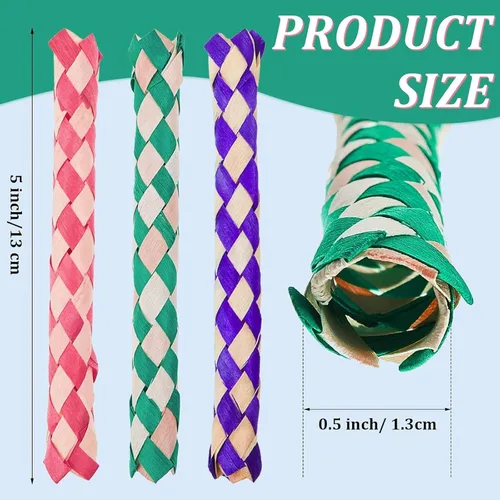Miniatura 2 de Syhood 12 trampas chinas para dedos de bambú para niños y adultos, juguete para masticar pájaros, picador de forrajería, juguetes divertidos