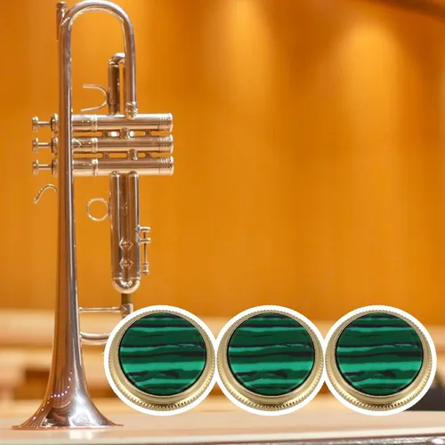 Miniatura 6 de Botón de dedo de trompeta verde dorado Instrumentos musicales diámetro 0.630 in piezas de repuesto paquete de 3