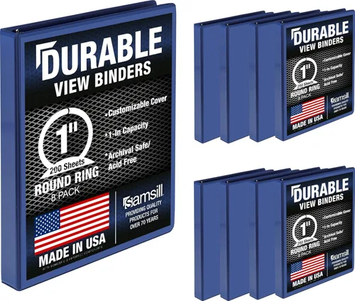 Miniatura 30 de Samsill Carpeta duradera de 0.5 pulgadas, fabricada en los Estados Unidos, carpeta transparente personalizable con anillos redondos, color negro