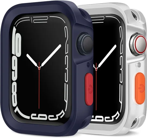 Miniatura 24 de Amizee Paquete de 2 fundas resistentes compatibles con Apple Watch Series 9/8/7 de 1.772 pulgadas, SE 3/2/1 Series 6/5/4 de 1.732 pulgadas, TPU