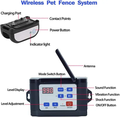 Miniatura 4 de Valla inalámbrica para perros, valla eléctrica para perros y collar de entrenamiento remoto 2 en 1, sistema de contención de mascotas, contenedor