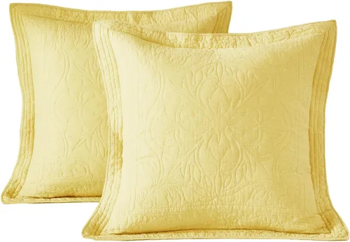 Miniatura 75 de WINLIFE Juego de 2 fundas de almohada acolchadas 100% algodón, estampado floral, tamaño King, color verde