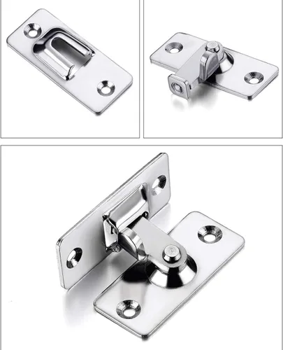 Miniatura 8 de Pestillo de cerrojo de puerta de 90 grados, cierre de ángulo de seguridad de acero inoxidable para puerta de empuje/deslizamiento/granero, níquel