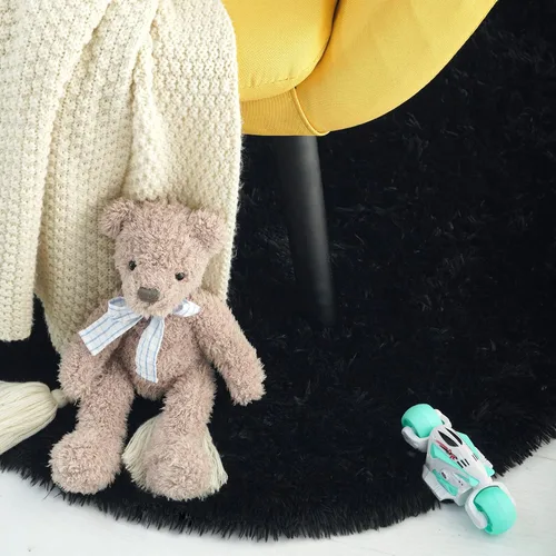 Miniatura 8 de ISEAU Alfombra ovalada esponjosa, moderna de felpa lanuda para dormitorio de niños, extra cómoda, bonita, alfombra de noche para habitación de niños