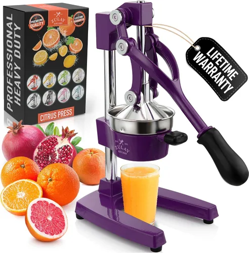 Miniatura 32 de Zulay Kitchen Exprimidor de hierro fundido, exprimidor manual resistente con coladores desmontables para una fácil limpieza, prensa de jugo