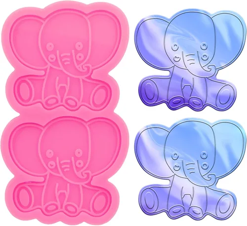 Miniatura 25 de Molde de silicona de resina de cabeza de animal lindo de 8 cavidades, mini conejo, corazón, caballo, robot, forma de cabeza de oso, molde