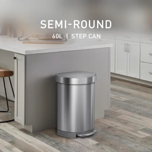 Miniatura 3 de Simplehuman bote de basura de acero mate de 45 l, con sensor semicircular