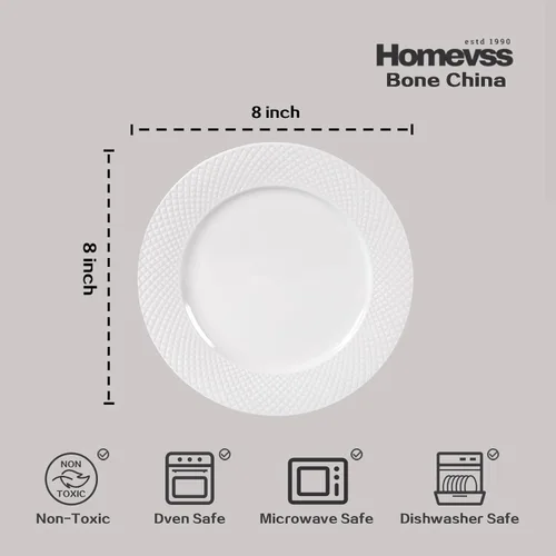 Miniatura 7 de HomeVss, nuevo juego de vajilla de porcelana de hueso, diseño de diamante en relieve, juego de 48 piezas Diamond
