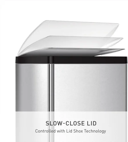 Miniatura 4 de simplehuman - Basurero rectangular para cocina con dos compartimentos para reciclaje, de 46 litros / 12.2 galones, de acero inoxidable cepillado
