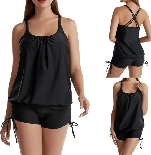 Miniatura 2 de Trajes de baño Tankini dos piezas, chaleco de natación tirantes, tops pantalones cortos para niño, traje de baño delgado