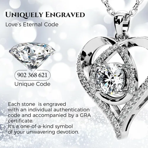 Miniatura 4 de Collar con colgante de corazón para ella, gema creada en laboratorio Moissanite, joyería para mujeres, "I Love You", plata de ley S925, regalos