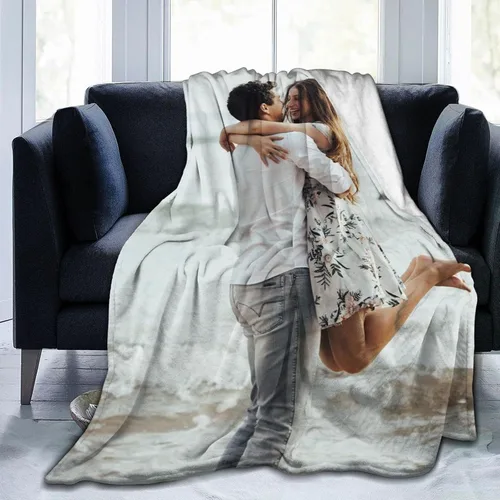 HooSo Manta Personalizada para Cama con Fotos y Texto, Mantas Personalizadas con Collage de Fotos para Regalo de Cumpleaños Familiar y Boda, Collage