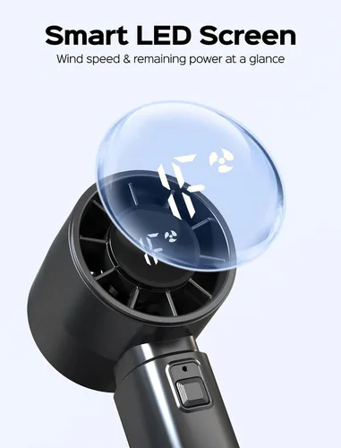 Miniatura 6 de Ventilador de mano portátil: refrigeración de alta velocidad, mini ventilador recargable por USB con batería de 4000 mAh, 12 horas de duración