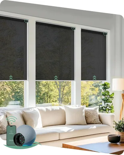 Miniatura 26 de Yoolax - cortinas enrollables motorizadas sin cenefa Vinilo opaco gris claro