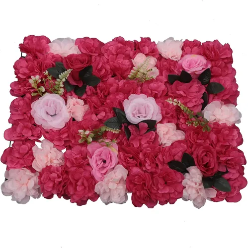 Miniatura 24 de Paneles de flores artificiales para decoración de pared, 6 piezas de rosas falsas, peonía, eucalipto, telón de fondo de pared de rosas para fiesta 6