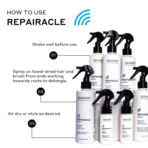Miniatura 5 de ZENAGEN Repairacle Repairing Leave-In Conditioner Strengthens & Repairs Hair, Detangles & Smooths, Adds Shine & Hydration, Plant-Based