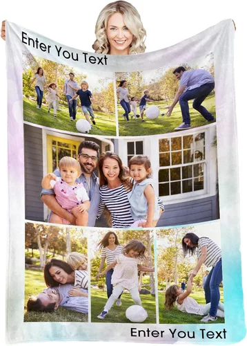 Miniatura 29 de Manta personalizada con fotos, texto, fotos personalizadas, mantas para adultos y niños, cumpleaños familiar, 1 foto, 50 x 40 pulgadas
