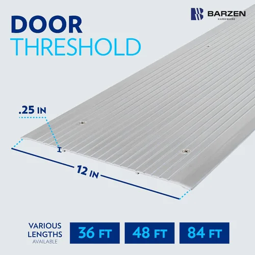 Miniatura 3 de Umbral de puerta – Tira de umbrales de aluminio de 12 pulgadas de ancho para puertas, sillín de puerta de transición plana de bajo perfil corrugado