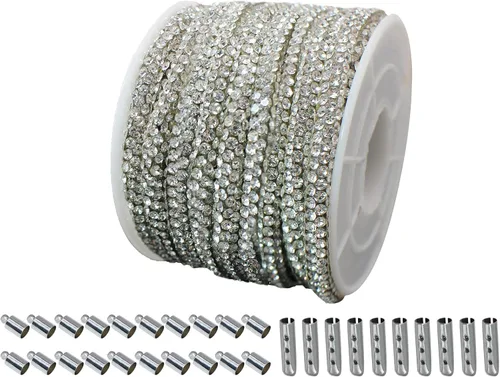 Miniatura 6 de Cuerda de purpurina con strass de 6 yardas, 0.17" de ancho, cordones brillantes para zapatos, ideal para hacer joyería DIY