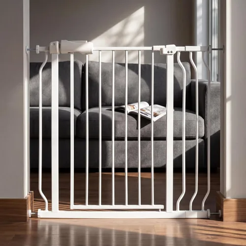 Miniatura 15 de Puerta de bebé estrecha de 24-29 pulgadas, puerta de seguridad de montaje a presión sin perforación para escaleras y puertas, puerta de seguridad