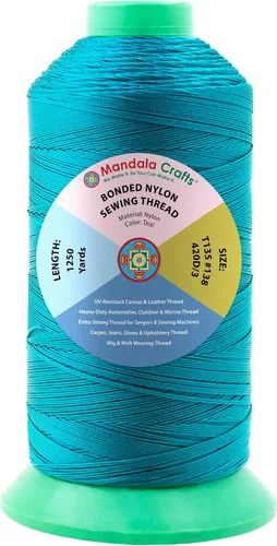 Miniatura 303 de Mandala Crafts - Hilo de nailon para coser cuero, tapicería, mezclilla y para trenzar el pelo; resistente, 1500 yardas, tamaño 69 T70 Marrón