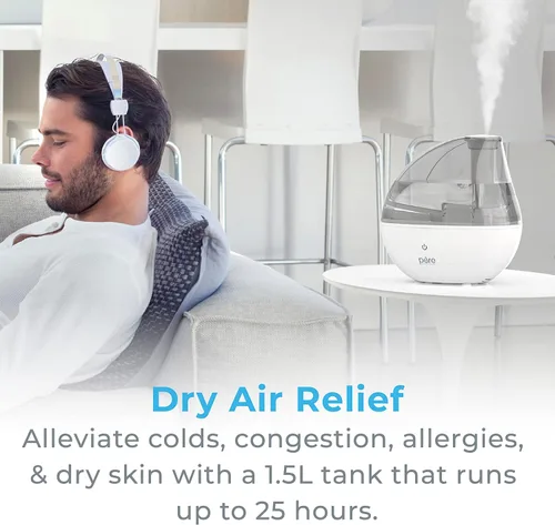 Miniatura 2 de MistAire humidificador ultrasónico de vapor frío. Unidad humidificadora premium con funcionamiento silencioso y función de luz nocturna