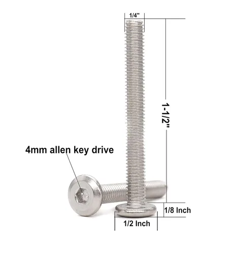 Miniatura 2 de 10 Uds. 1/4-20 x 1-1/2 pulgadas Remache avellanado Tornillos de conexión de acero inoxidable 304