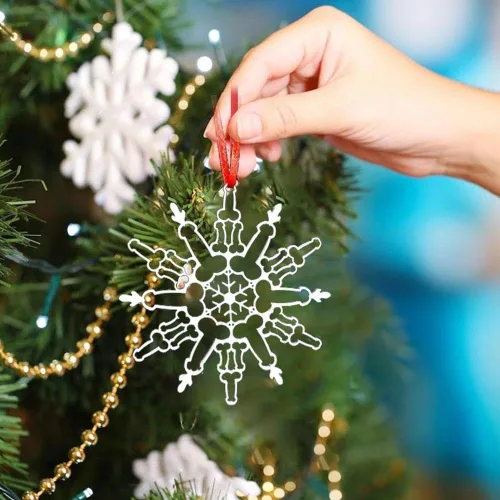 Miniatura 2 de Adorno de copo de nieve con pene - El adorno más divertido del siglo, divertido adorno de copo de nieve para árbol de Navidad, espejo retrovisor