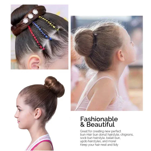 Miniatura 3 de Kitjans 2 piezas para hacer moños de dona de pelo grande, moldeador de moño de pelo grueso y largo (3.5 pulgadas/negro)