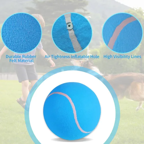 Miniatura 3 de susu & wuwu Pelota de tenis gigante para perros, pelota de tenis grande amarilla para perro, regalo de cumpleaños, pelotas de juguete para mascotas