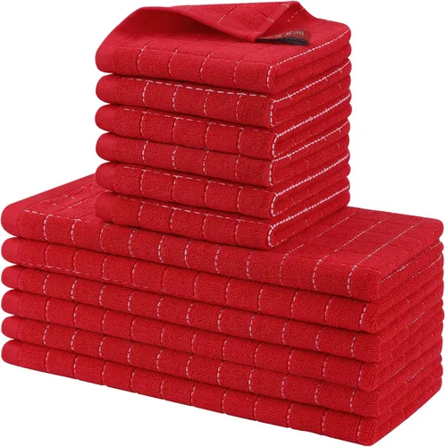 Miniatura 26 de Homaxy Juego de 8 toallas de cocina y paños de cocina, 12 x 12 y 13 x 28 pulgadas, juego de 8 toallas de cocina de rizo de algodón a granel, diseño