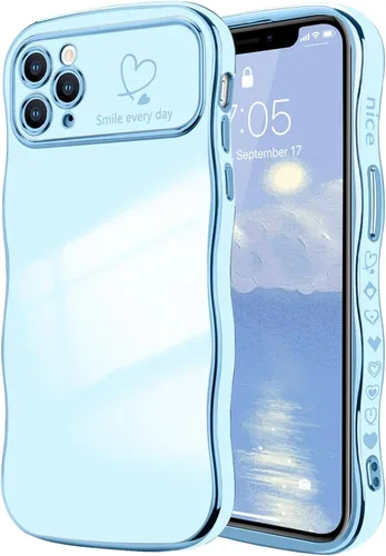Miniatura 22 de LCHULLE Funda para iPhone 12 Pro para mujeres y niñas, lindo marco ondulado con forma rizada con patrón de corazón de amor, cubierta de protección