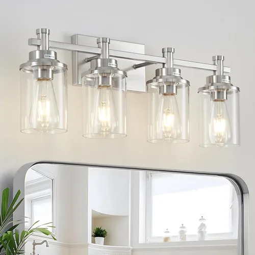 Miniatura 21 de Accesorios de Luz de Baño de 3 Luces, Accesorio de Luz de Tocador Negro y Dorado Cepillado Sobre Espejo, Apliques de Pared Modernos Iluminación