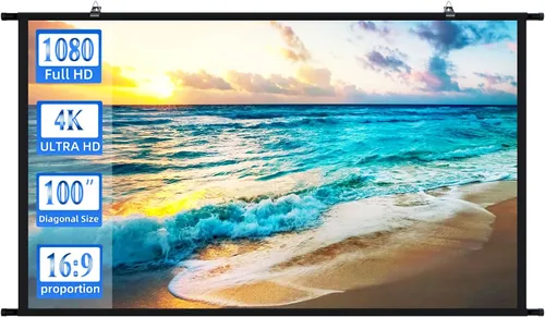 Pantalla de proyección portátil de 100 pulgadas, pantalla de cine para interiores con pantallas de proyector para exteriores Full HD 16:9 4K Full