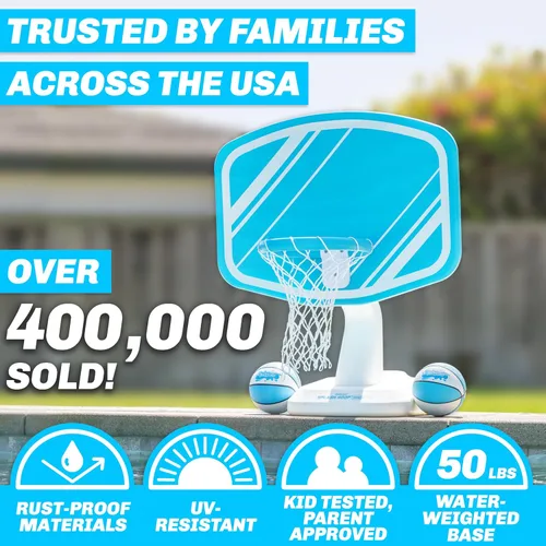 Miniatura 3 de GoSports Splash Hoop PRO - Elige tu color - Juego de baloncesto para piscina; incluye una canasta de baloncesto para agua para colocar junto a