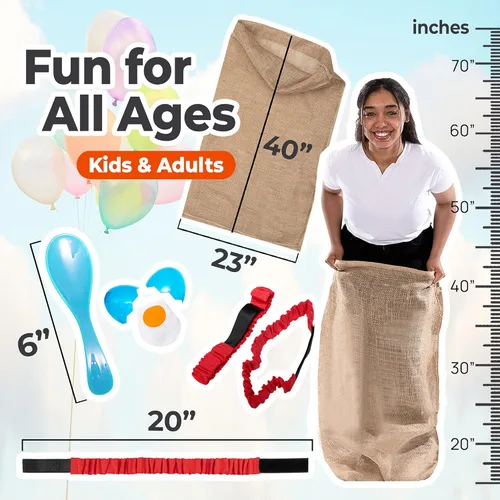 Miniatura 3 de Shop Square Juegos de campo al aire libre, bolsas de carreras de saco de patatas para niños y adultos, carreras de huevos y cucharas, bandas