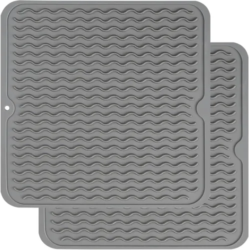 Miniatura 76 de ZLR 2 bandejas de silicona para fregadero (6 x 12 pulgadas/6.024 x 12.008 in) - Soporte estrecho para esponja para encimera de cocina - Tapete Negro