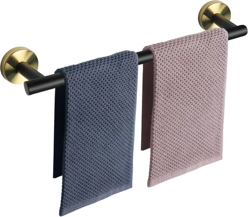 Miniatura 26 de NearMoon - Barra para toallas de baño, soporte de toalla de ducha de acero inoxidable grueso para baño, montado en la pared, longitud total de 12