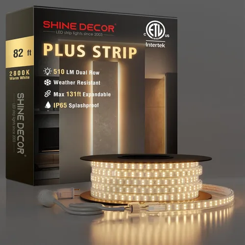 Miniatura 16 de Shine Decor Tira de luces LED Plus CA 120V, cuerda brillante de doble fila conectable, ETL IP65 impermeable y resistente a la intemperie para Blanco