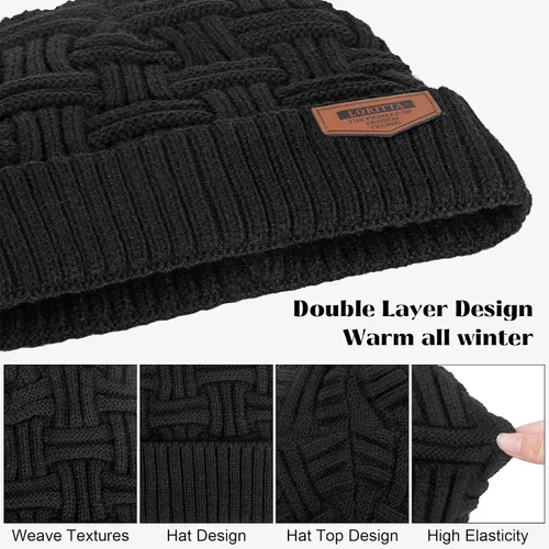 Miniatura 60 de Loritta Gorro de invierno cálido de punto grueso y holgado para hombre