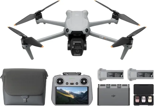 DJI Air 3S Combo Fly More (control remoto RC 2 con pantalla), dron con cámara CMOS de 1" de gran angular y teleobjetivo medio para adultos,